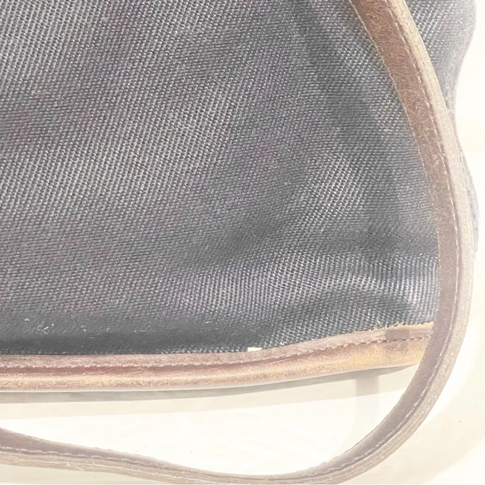 VINTAGE COACH E9D-6136 BLACK CANVAS / BROWN LEATHER TRIM PURSE HANDBAG‎